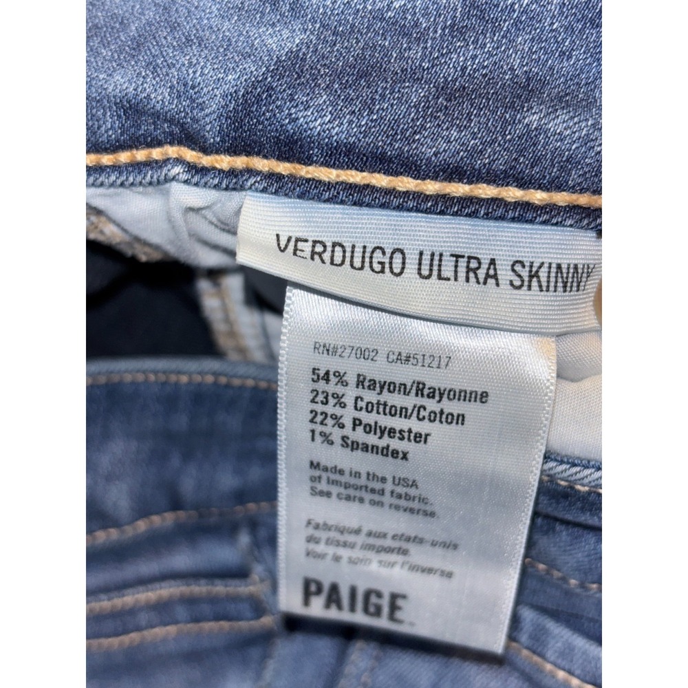 Paige Verdugo Ankle Ultra Skinny Jeans Womens 26 Blue Denim Medium Wash RN#27002 - Picture 5 of 10